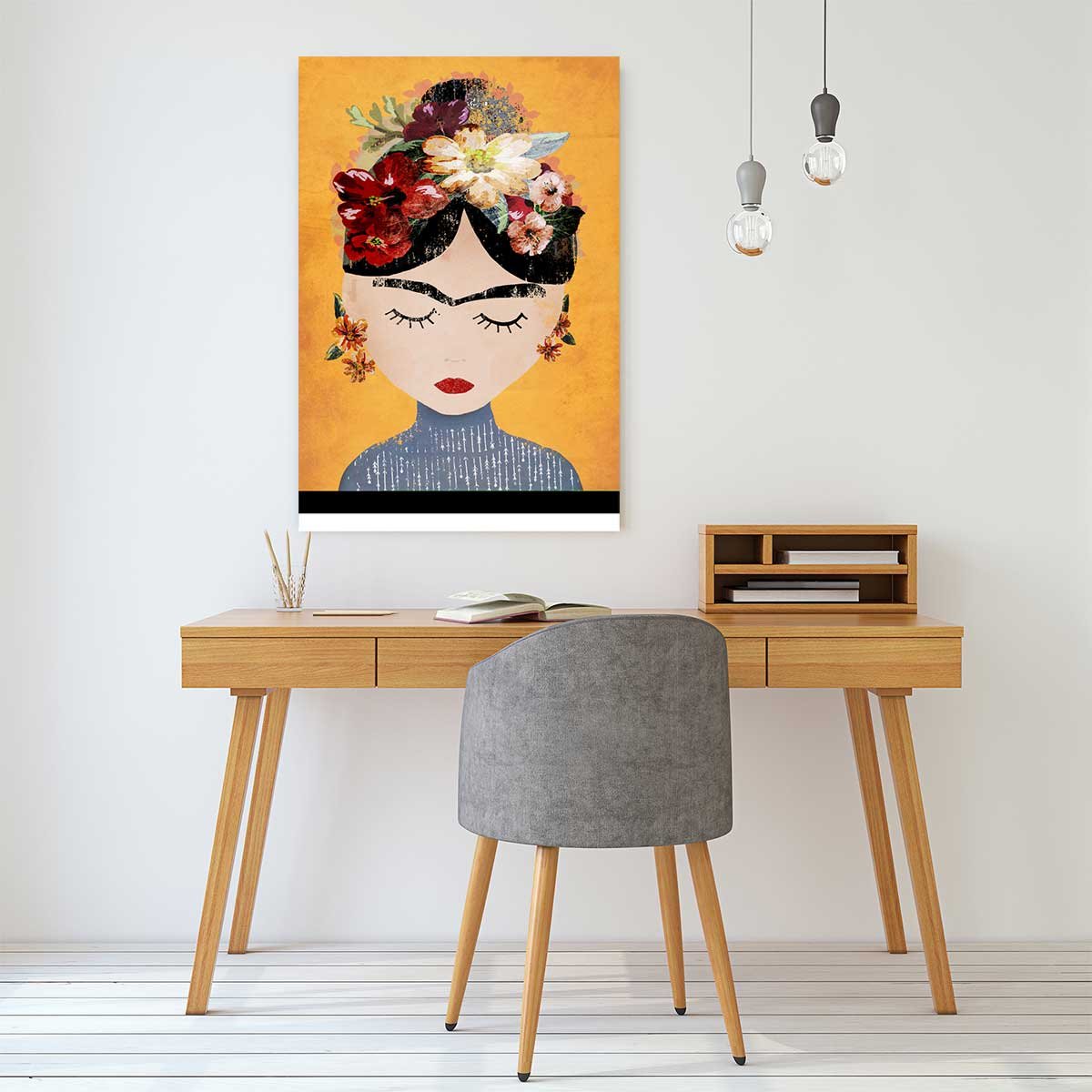 Tableau art frida kalho et sa couronne tableau alu dibond, HEXOA