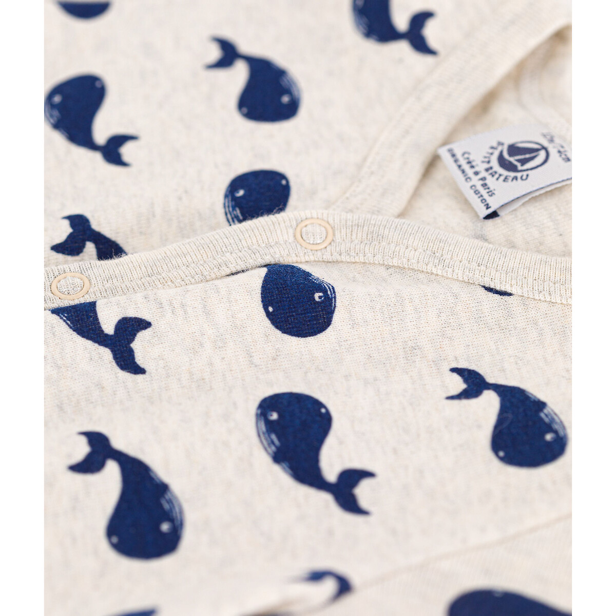 Cotton Romper navy/beige, PETIT BATEAU