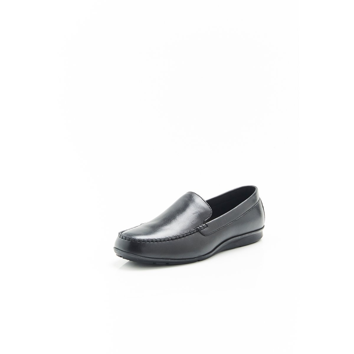 Chaussons en cuir grainé noir, DAMART