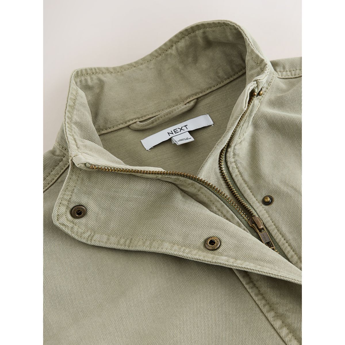 Veste en coton à 2 poches et col cheminée vert kaki, NEXT