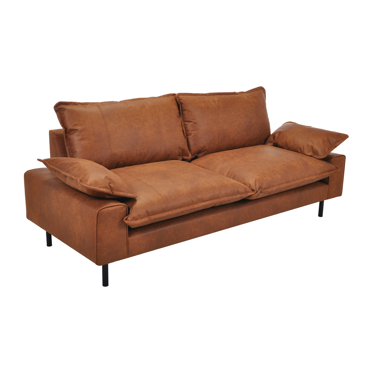 Canapé design 3 places pieds métal noir DORY marron, MILIBOO