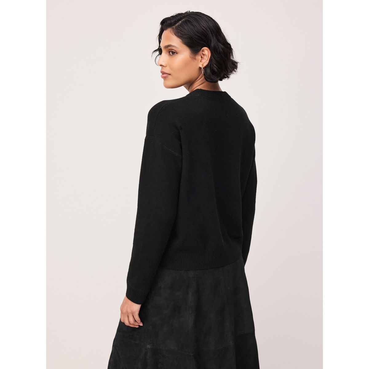 Pull ras du cou ultra-doux à manches longues noir, NEXT