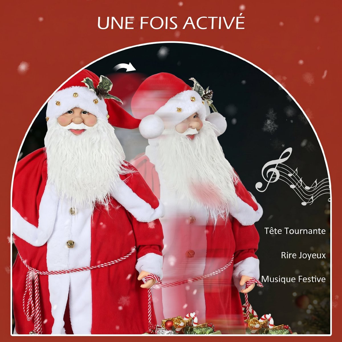 Décoration de Noël « Père Noël » Polyester rouge, HOMCOM