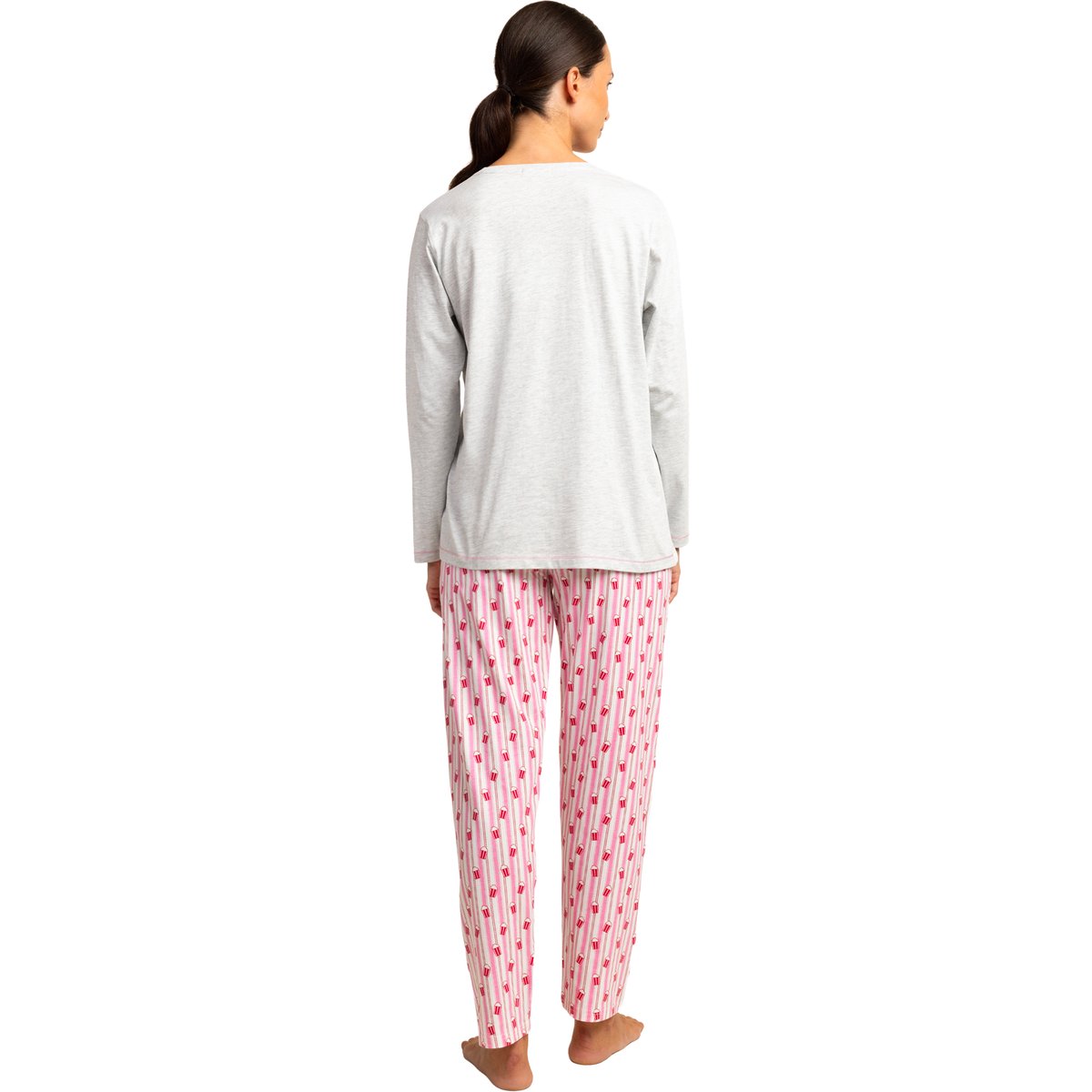 Pyjama pantalon top manches longues Lady Night gris, ADMAS