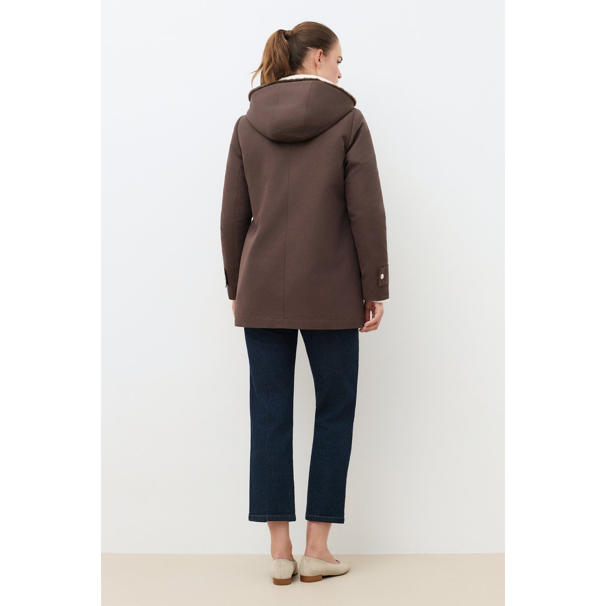 Parka droite doublure GPENELOPE marron foncé, CAROLL