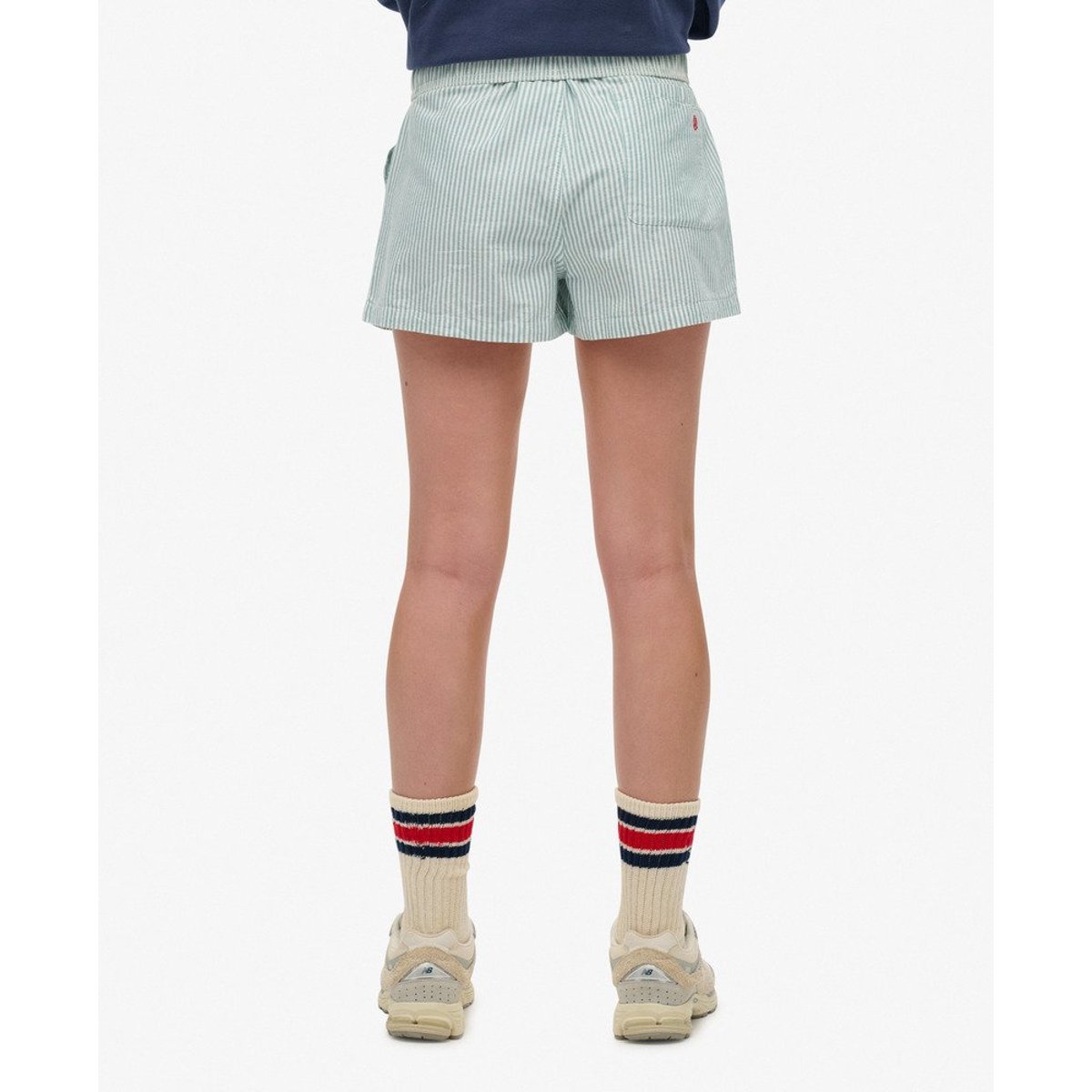 Short Rayé en Coton Bio Coupe Classique rayé craie menthe poivrée, SUPERDRY
