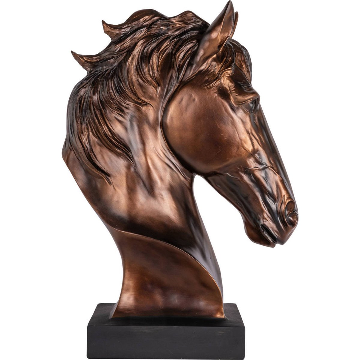 Sculpture cheval décorative bronze et noir, RECOLLECTION