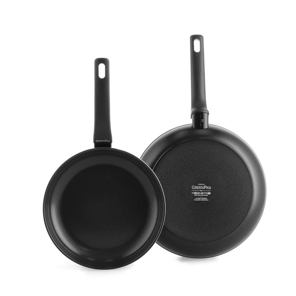 Set de 2 poêles 24 et 28 cm aluminium revêtement céramique-Essence noir, GREENPAN