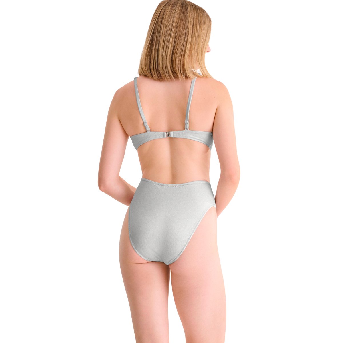Bas maillot slip de bain échancré taille haute BLUE LAGOON argent, LISCA