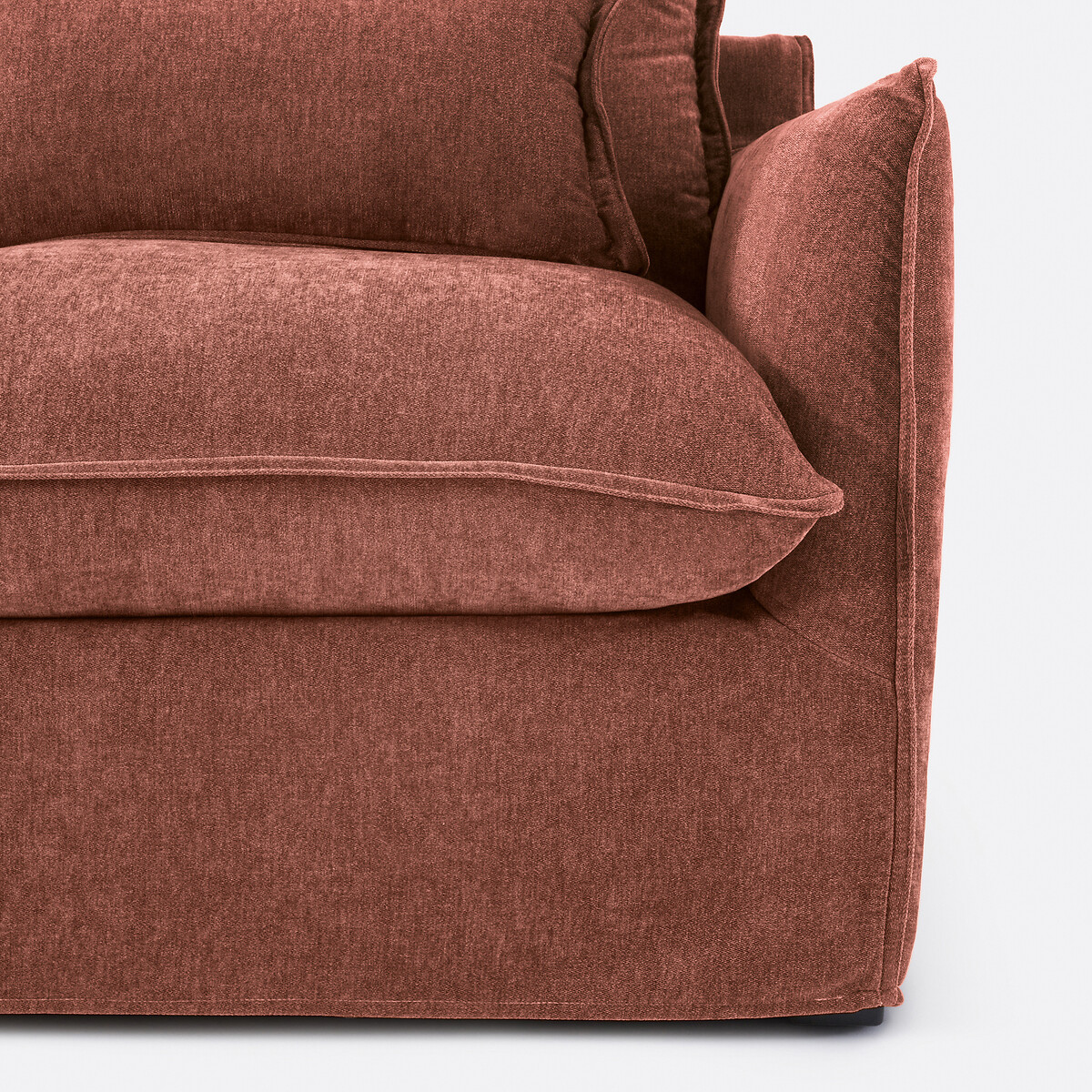 Canapé d'angle gauche, déhoussable, 4 places, en polyester chiné, ODNA brique rosé, LA REDOUTE INTERIEURS