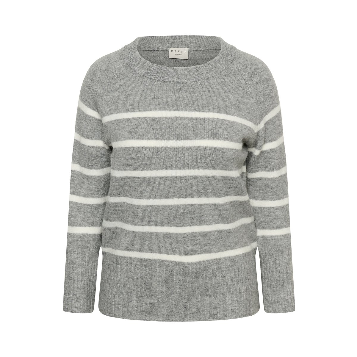 Pullover tricoté gris light grey melange chalk stripe, KAFFE CURVE