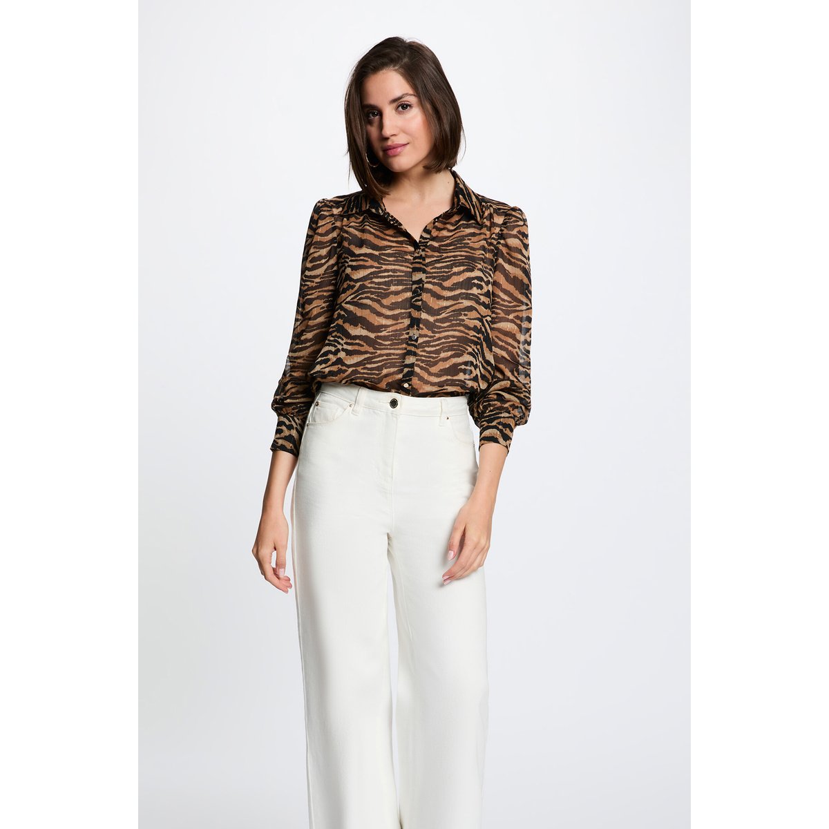 Chemise voile imprimé multicolore, MORGAN