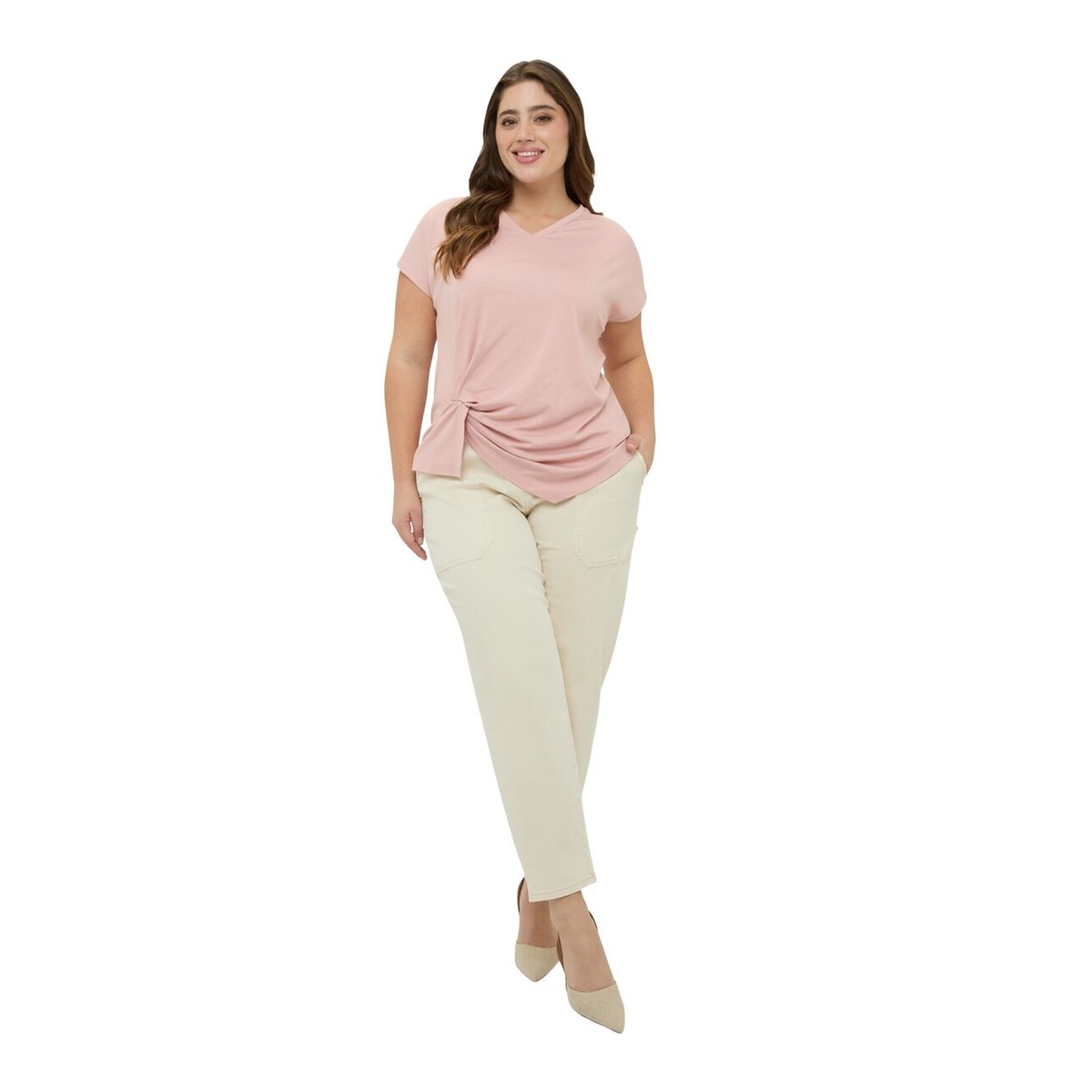 T-shirt avec drapé et points lumineux burgundy, FIORELLA RUBINO