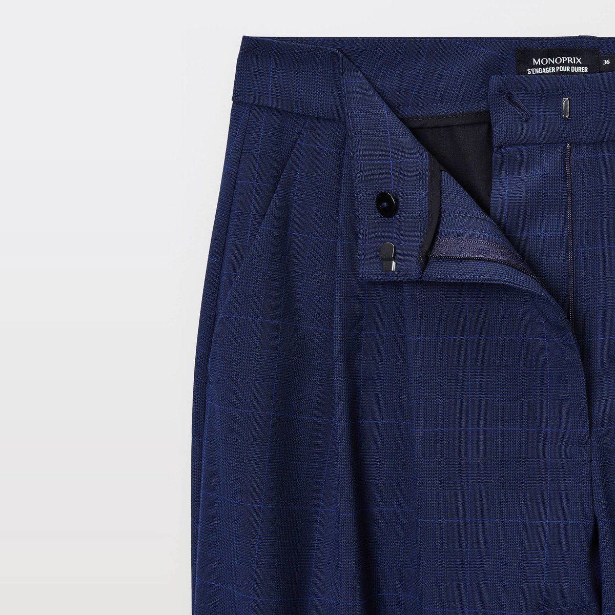 Pantalon tailleur à carreaux cachalot, MONOPRIX