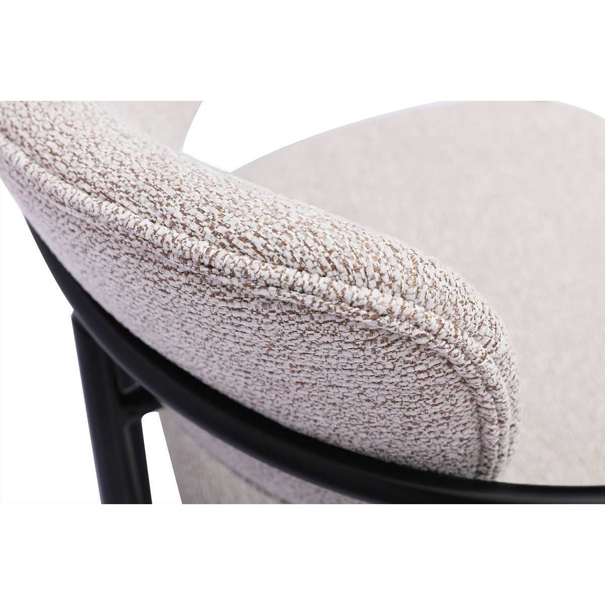 Chaises en tissu effet velours texturé terre brûlée et métal noir (lot de 2) SWIFT beige, MILIBOO