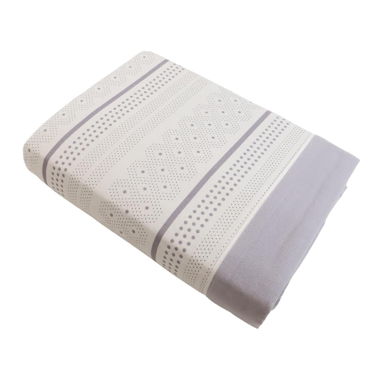 Parure drap de lit en coton flanelle 57 fils imprimé BERLIN beige, LINANDELLE