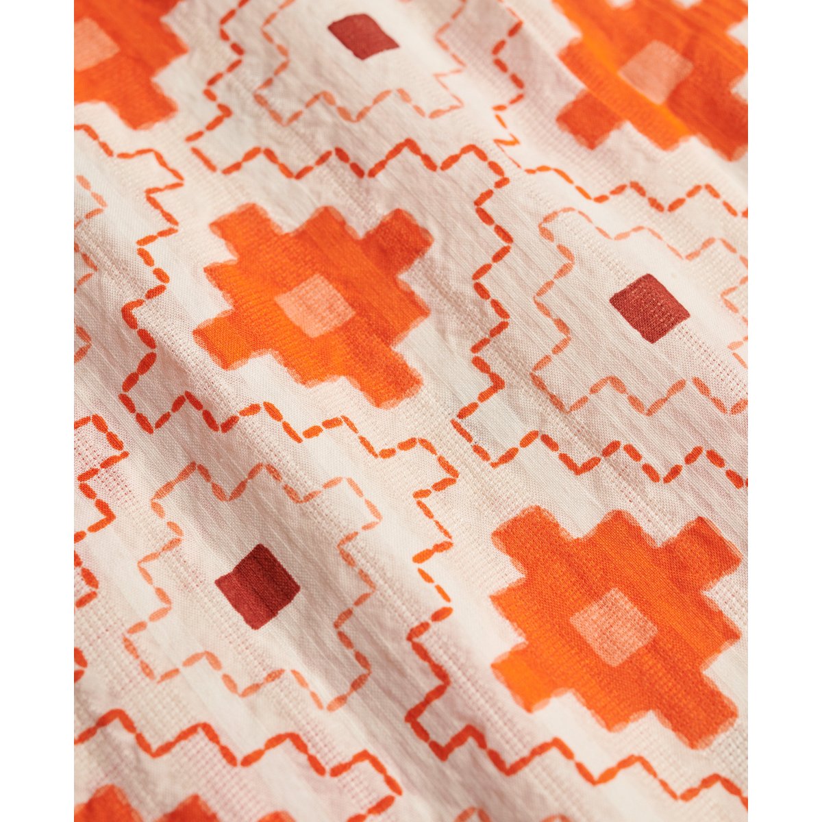 Chemise à manches courtes imprimée Beach orange sashiko tile, SUPERDRY