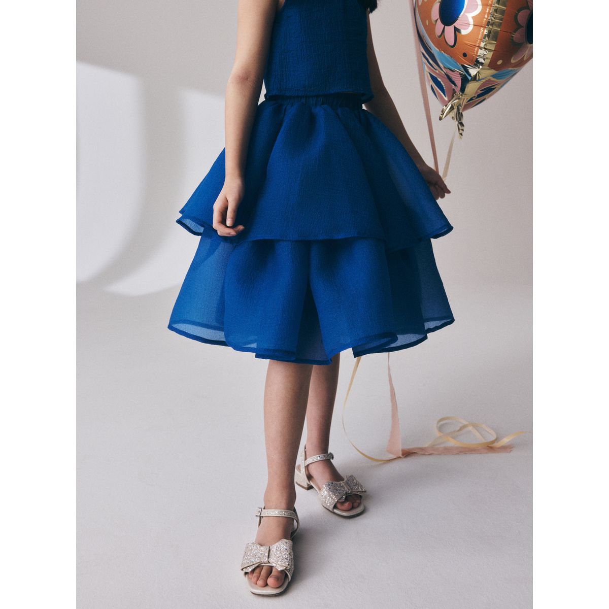 Ensemble jupe à volants et chemisier bleu cobalt, NEXT