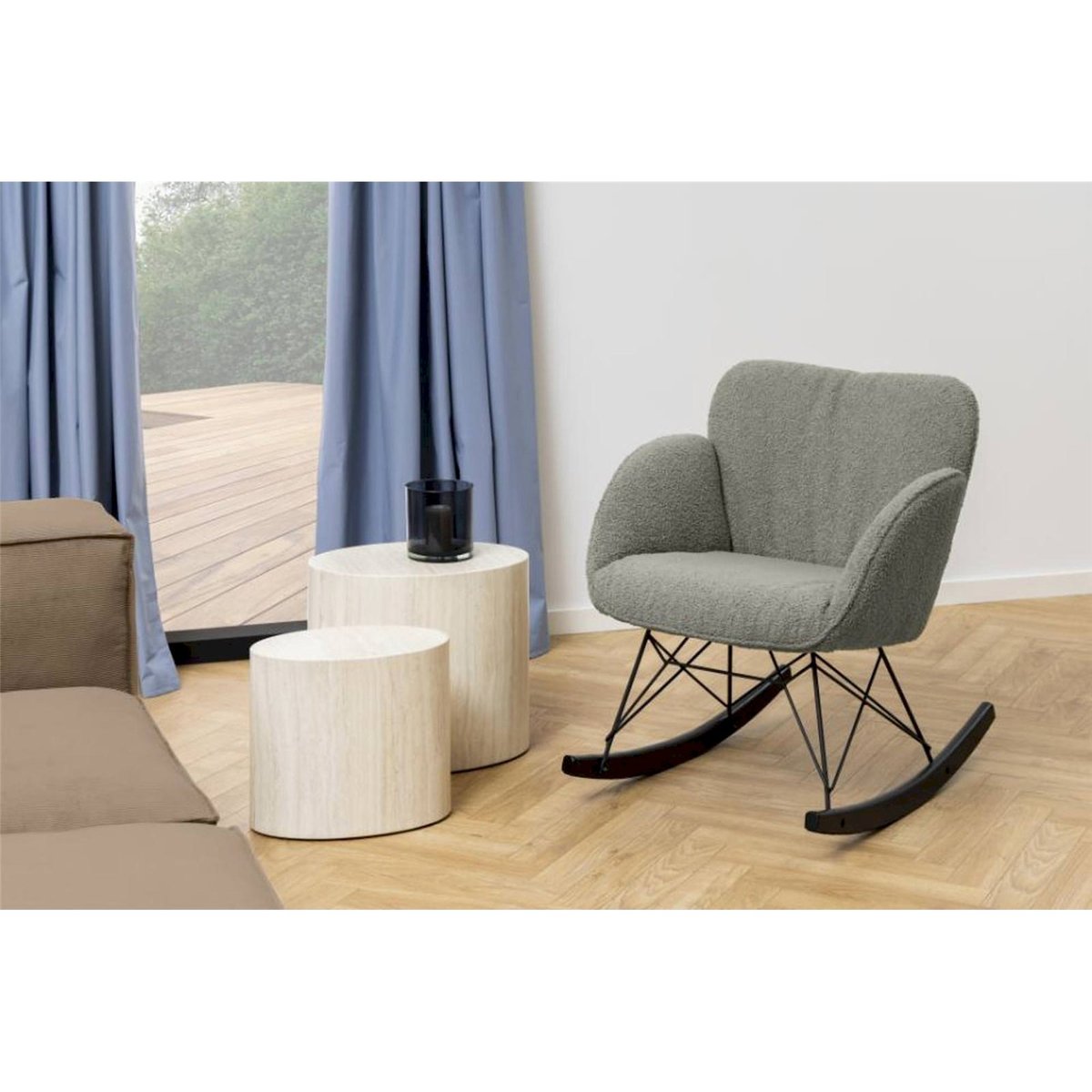 Lot de 2 tables basses gigognes cylindriques bois clair et noir, RECOLLECTION