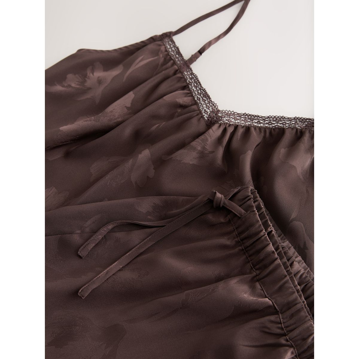 Short et caraco en satin jacquard n. premium marron chocolat, NEXT