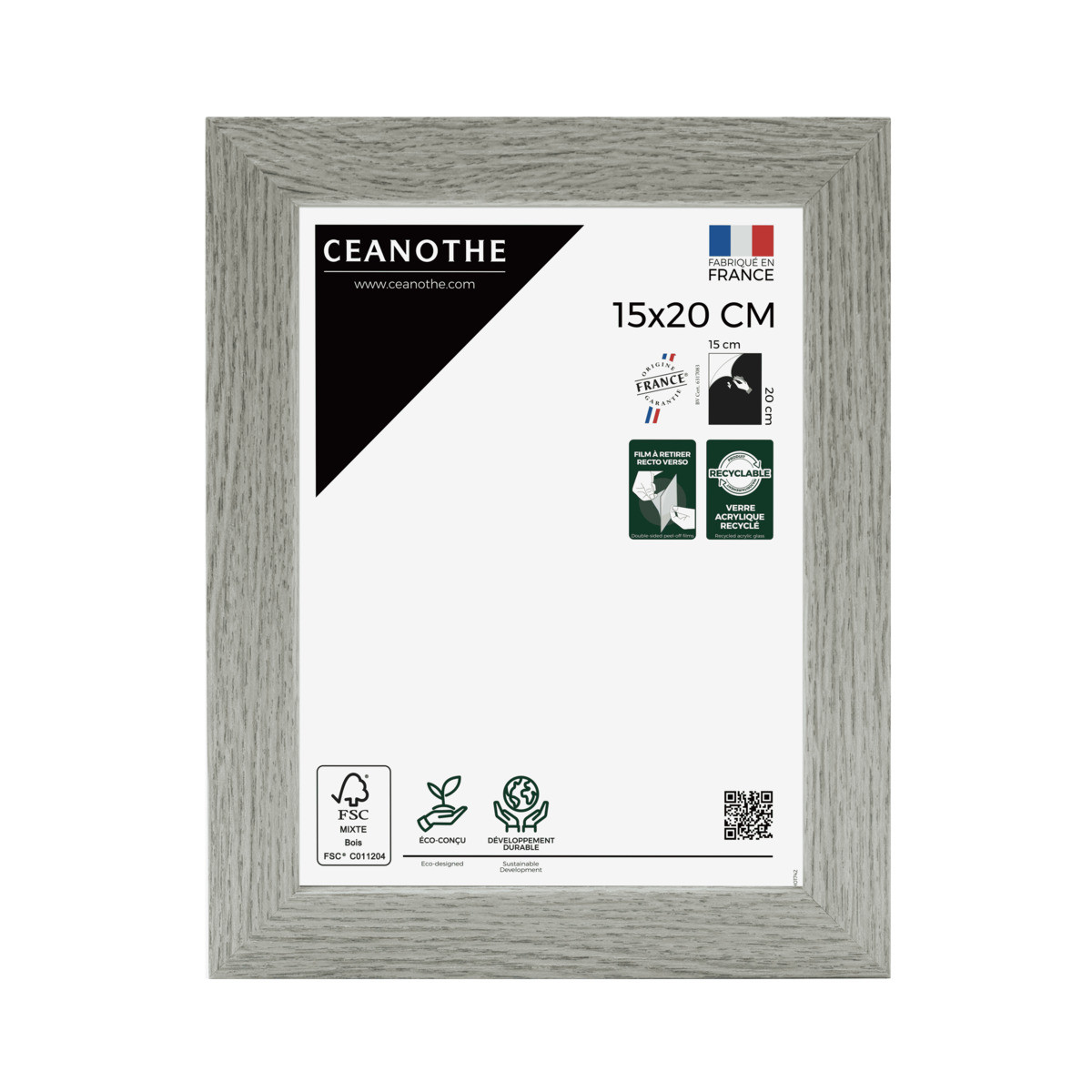 Cadre Photo En Bois Reconstitué Fsc AUSTRALE gris clair, CEANOTHE