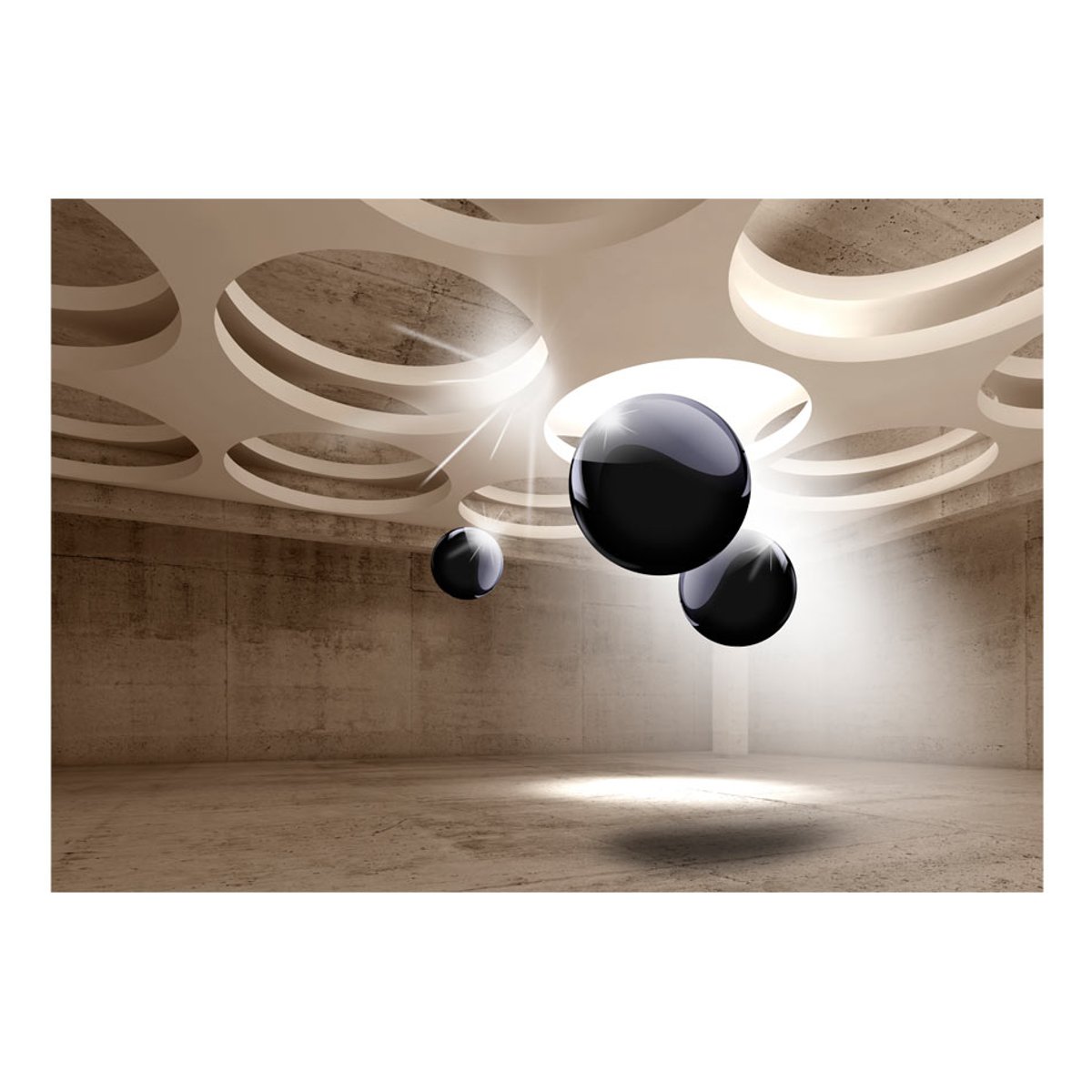 Papier peint intissé panoramique Abstractions Geometric Glare beige, EDEN