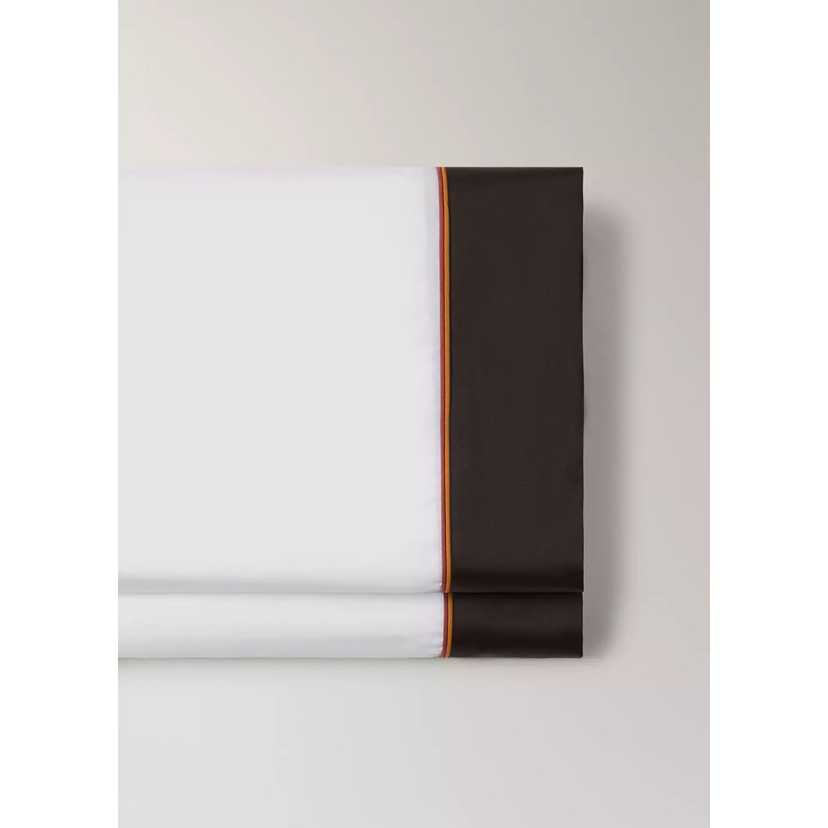 Drap plat coton brodé en satin et passepoil contrasté lit 135/140 cm écru, MANGO HOME