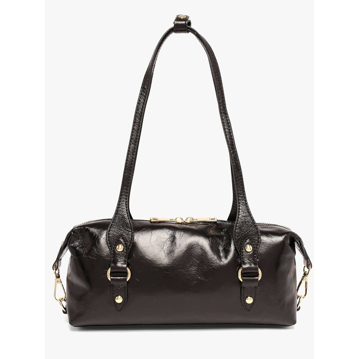 Sac porté épaule Shiny sauvage cuir nero, MILANO