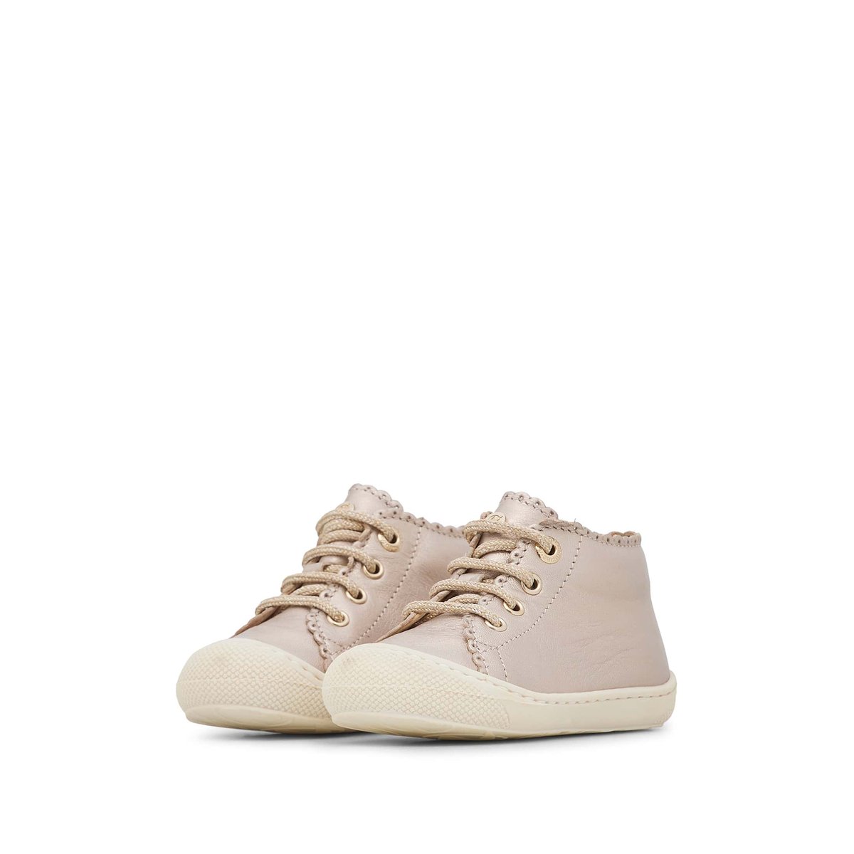 Chaussures premiers pas en cuir laminé COTTINS rose poudré, NATURINO