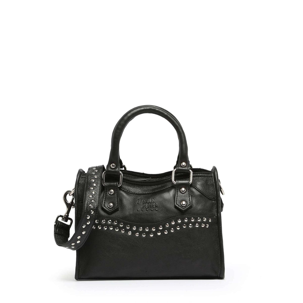 Sac bandoulière Glam cuir cuir black, BASILIC PEPPER