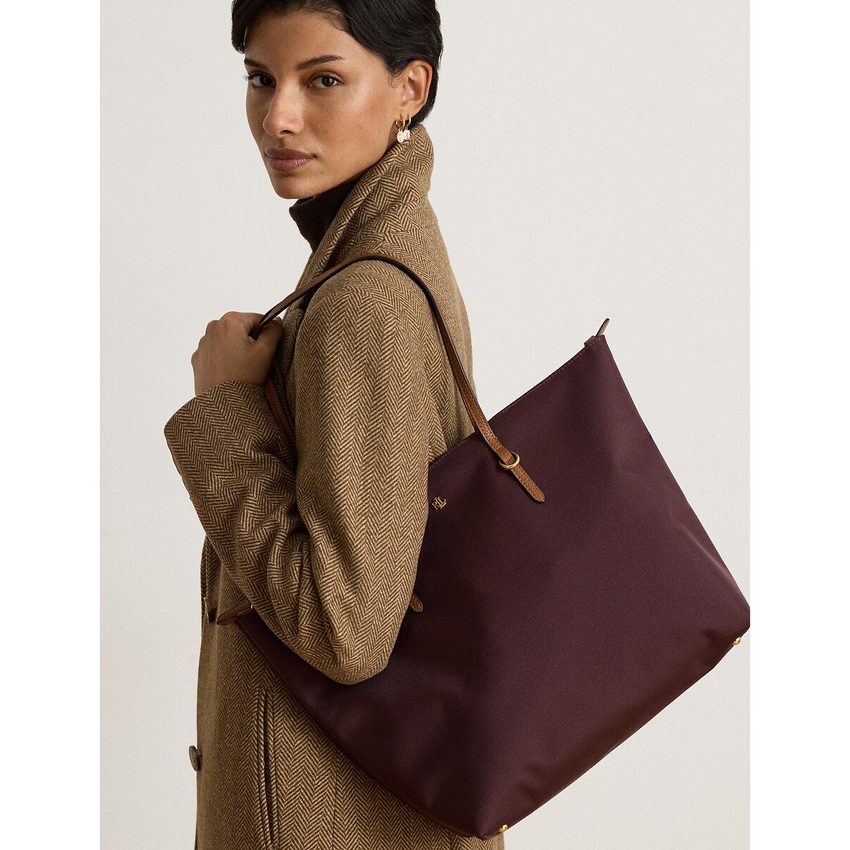 Sac tote large en toile, KEATON bordeaux, LAUREN RALPH LAUREN