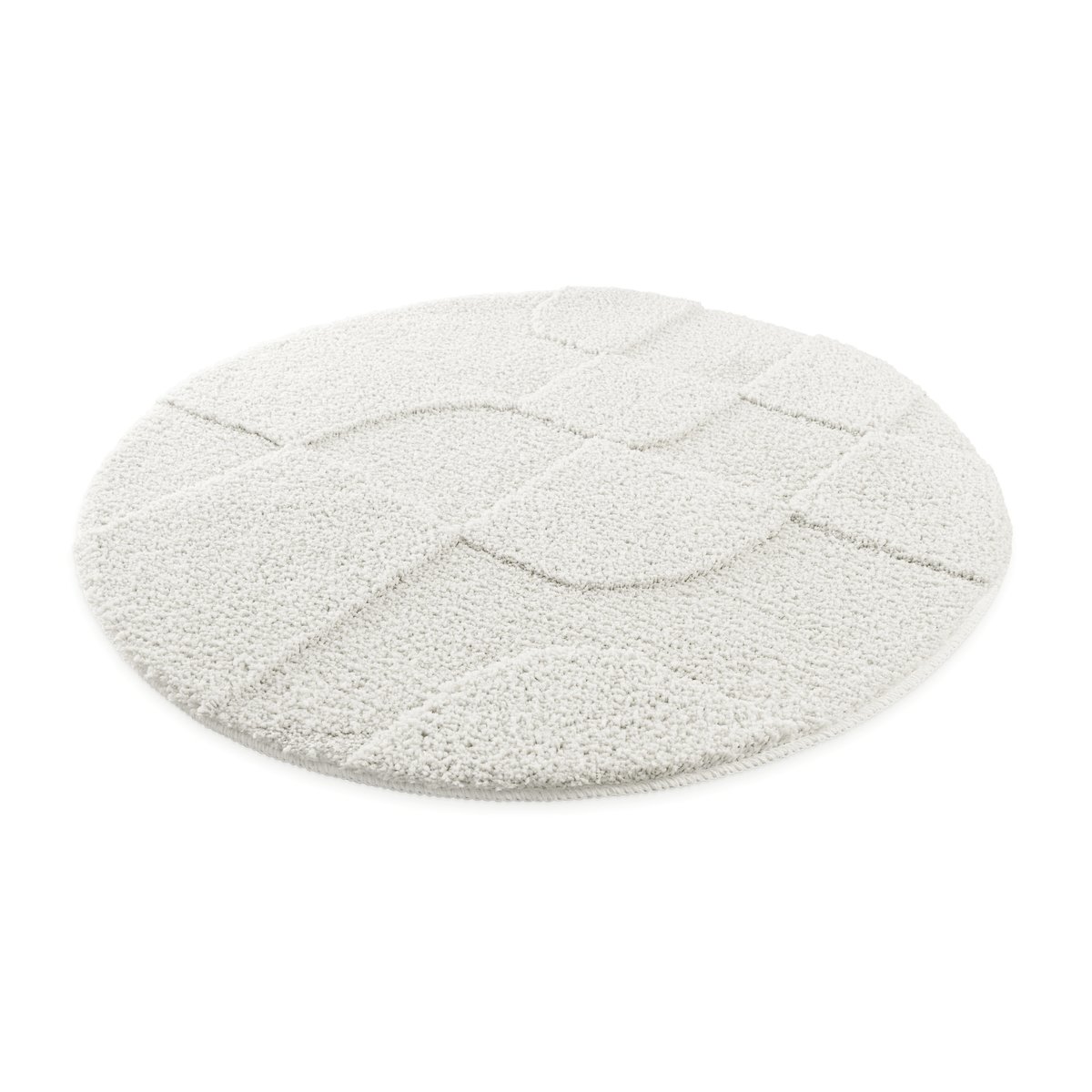 Tapis de bain uni rond, relief, antidérapant , Davie blanc, WECON HOME