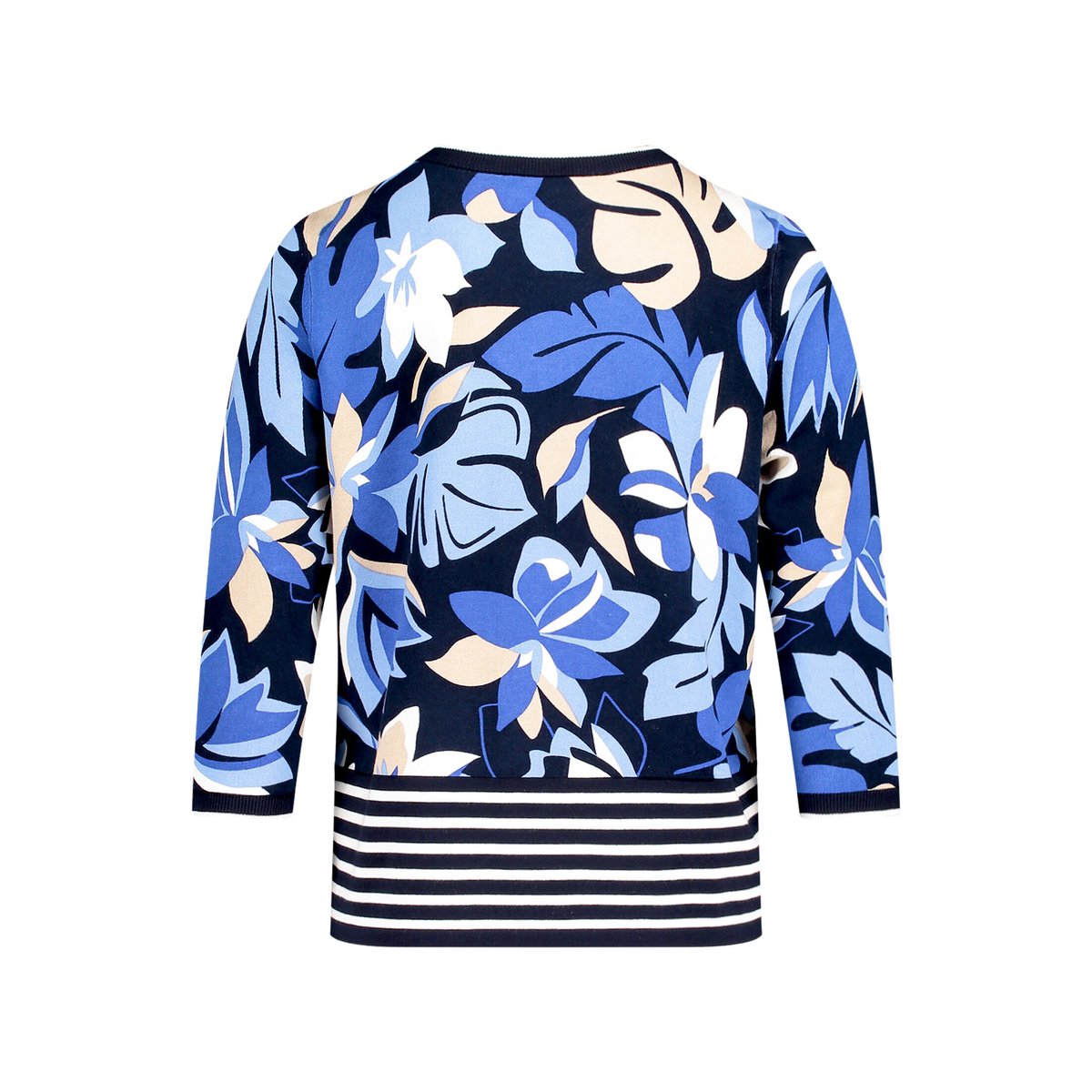 Pull-over en fine maille à imprimé à fleurs bleu foncé/bleu, BETTY BARCLAY