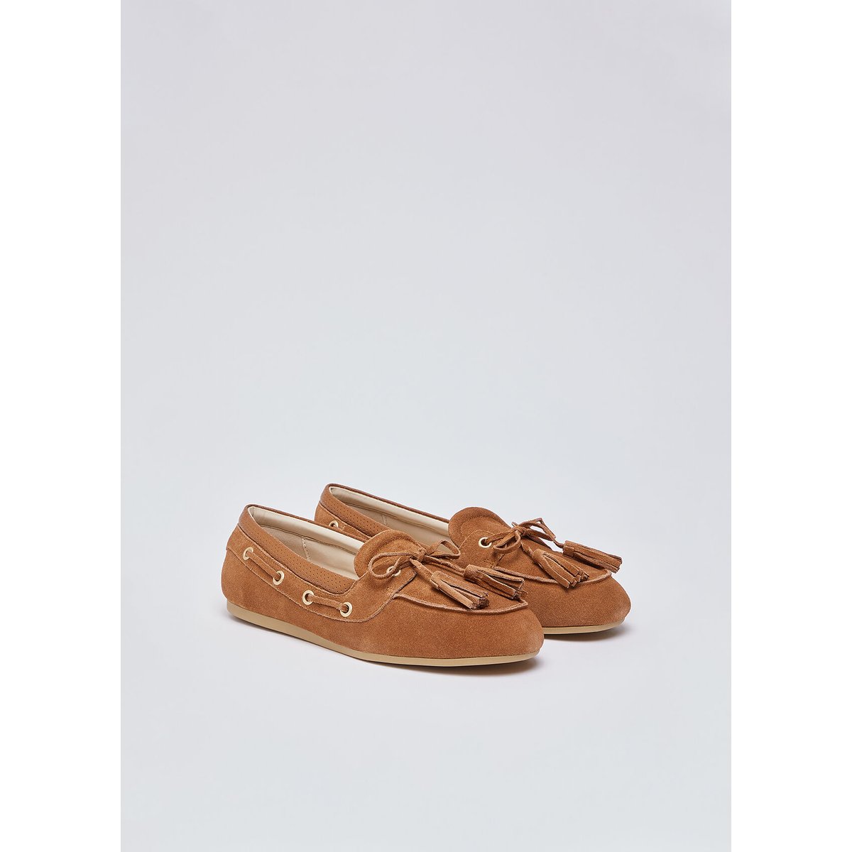 Mocassins en daim avec pampilles terre cuite, LIU JO