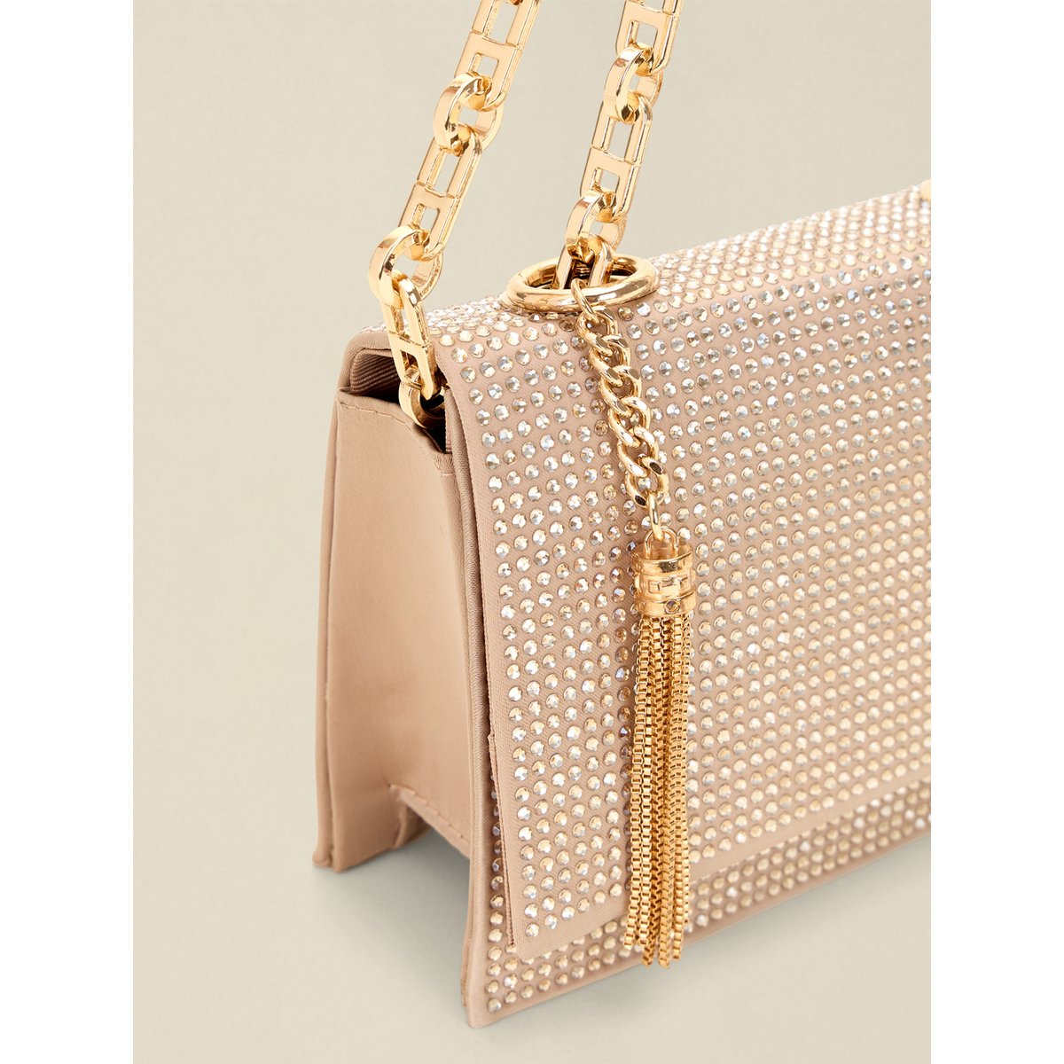 Bandoulière élégante avec cristaux beige, OLTRE