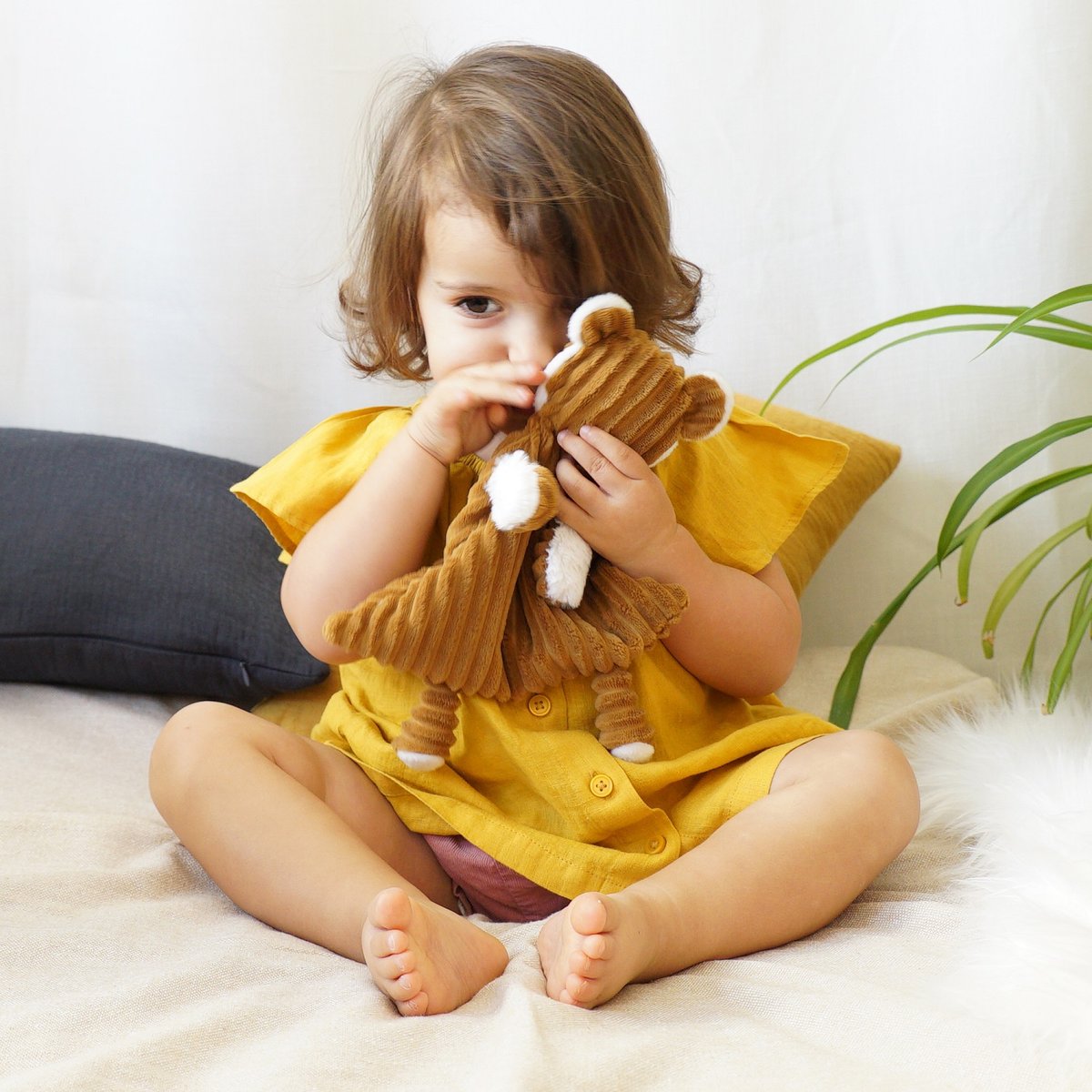 Doudou baby le tigre spéculos 28 cm marron jaune, LES DEGLINGOS