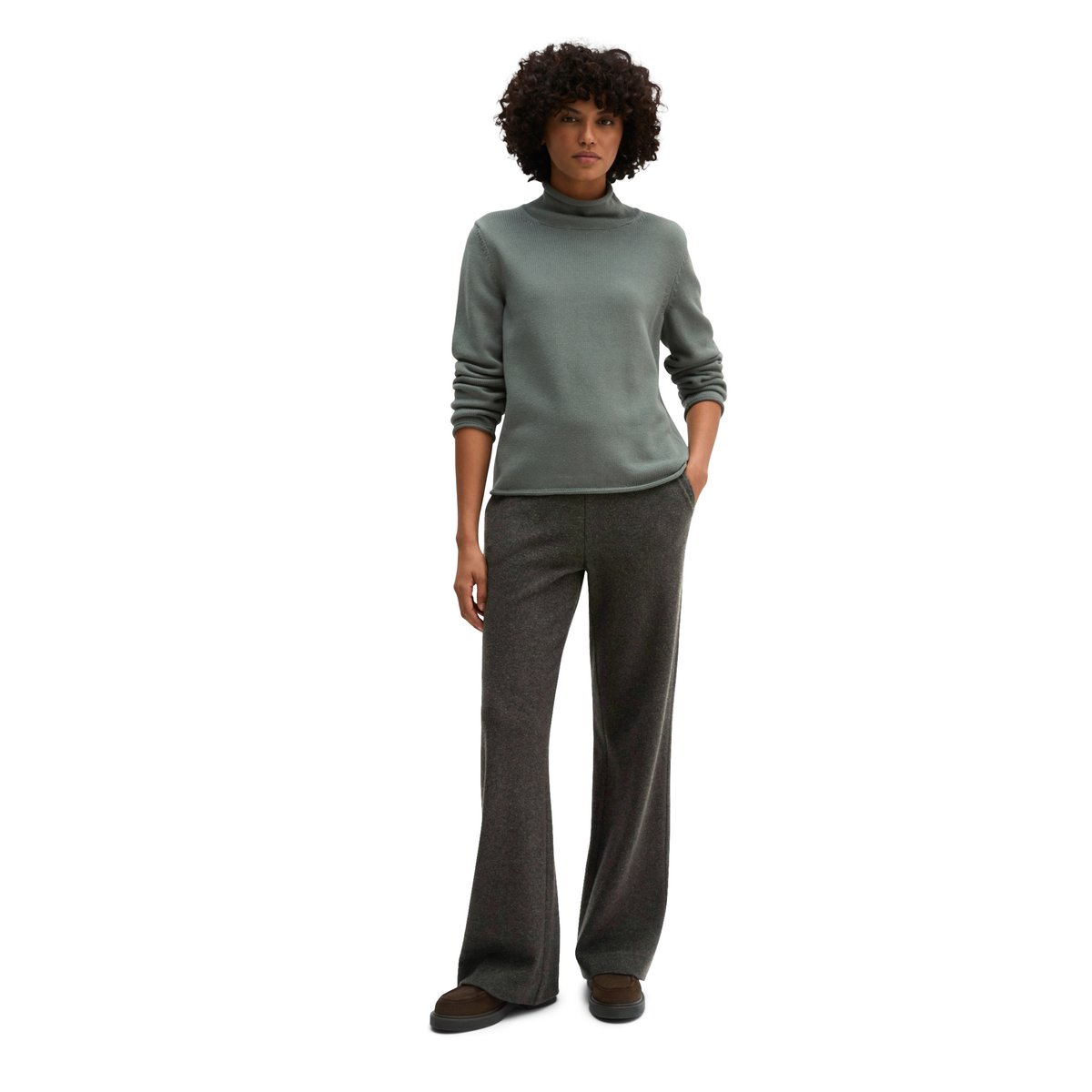Pull à col roulé, coupe slim regular en coton biologique gris, MARC O'POLO