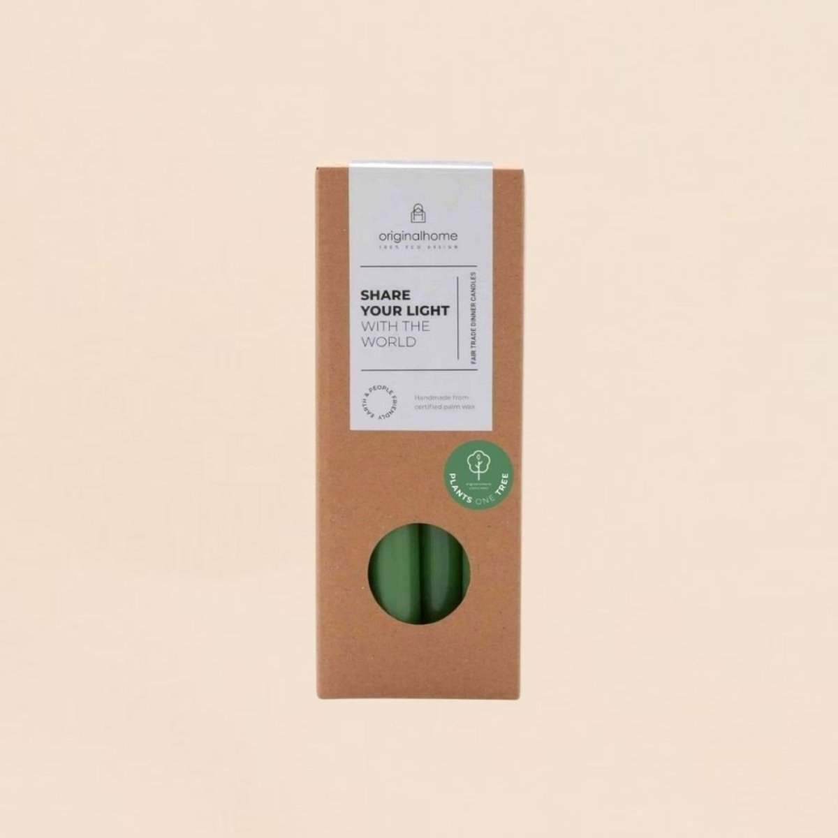 Set de 10 bougies cierges 20 cm vert foncé, ORIGINALHOME