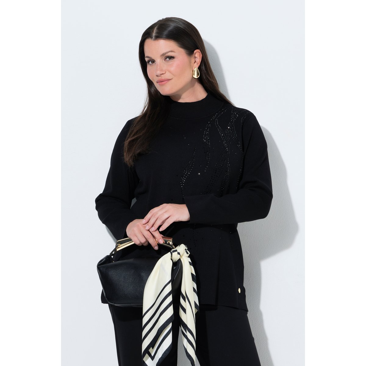 Pull avec petites pierres fantaisie noir, ULLA POPKEN