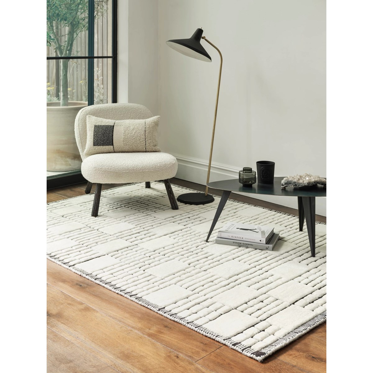 Tapis salon et chambre pure laine tissé main BOARDWALK beige, NOVATREND