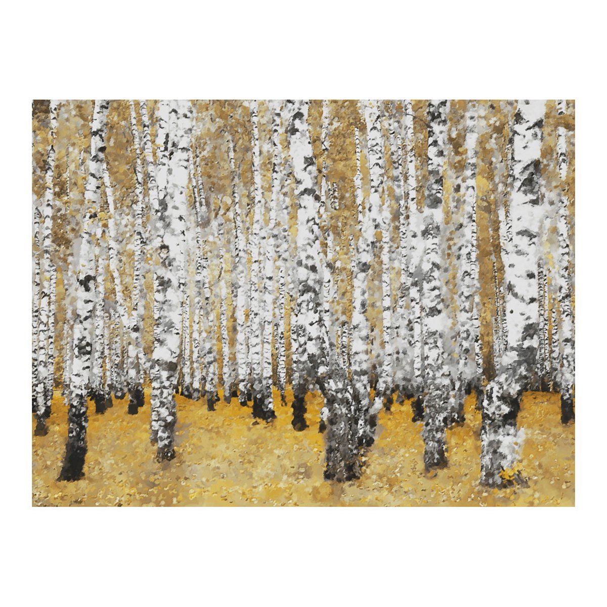 Papier peint intissé panoramique Paysage Autumnal birch forest noir, EDEN