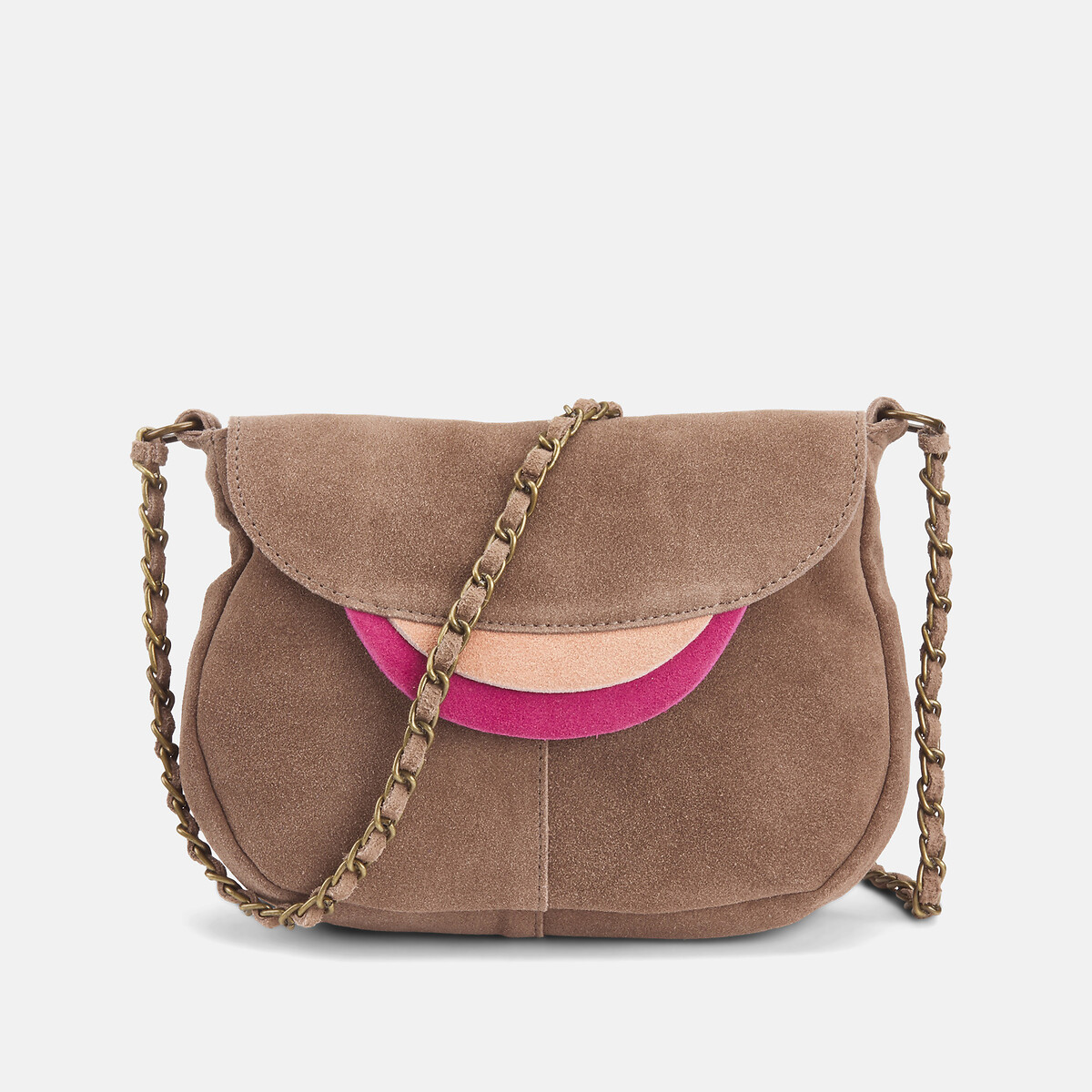 Borsa a tracolla piccola in pelle scamosciata Girona talpa, PIECES