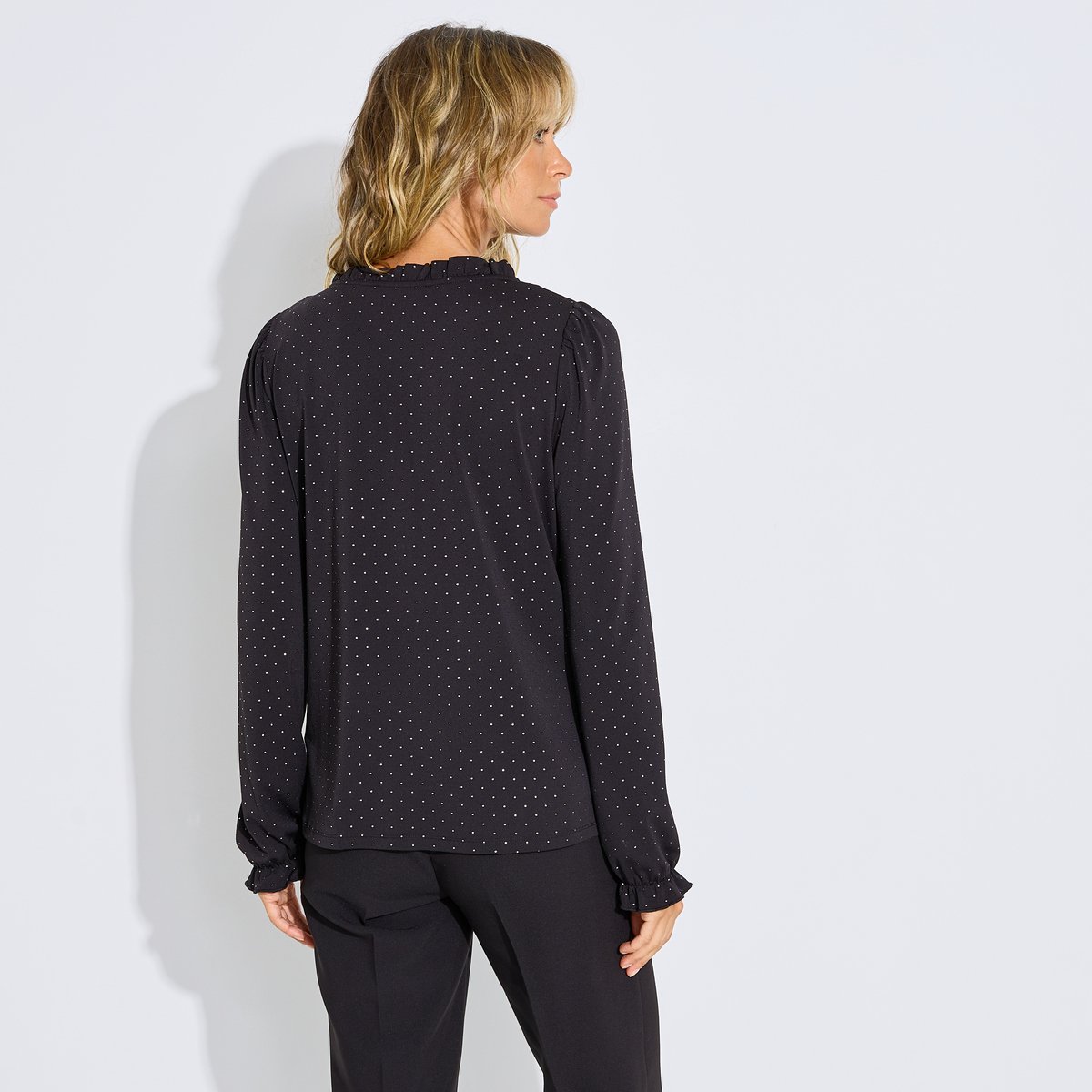 Blouse col V strass noir, GRAIN DE MALICE