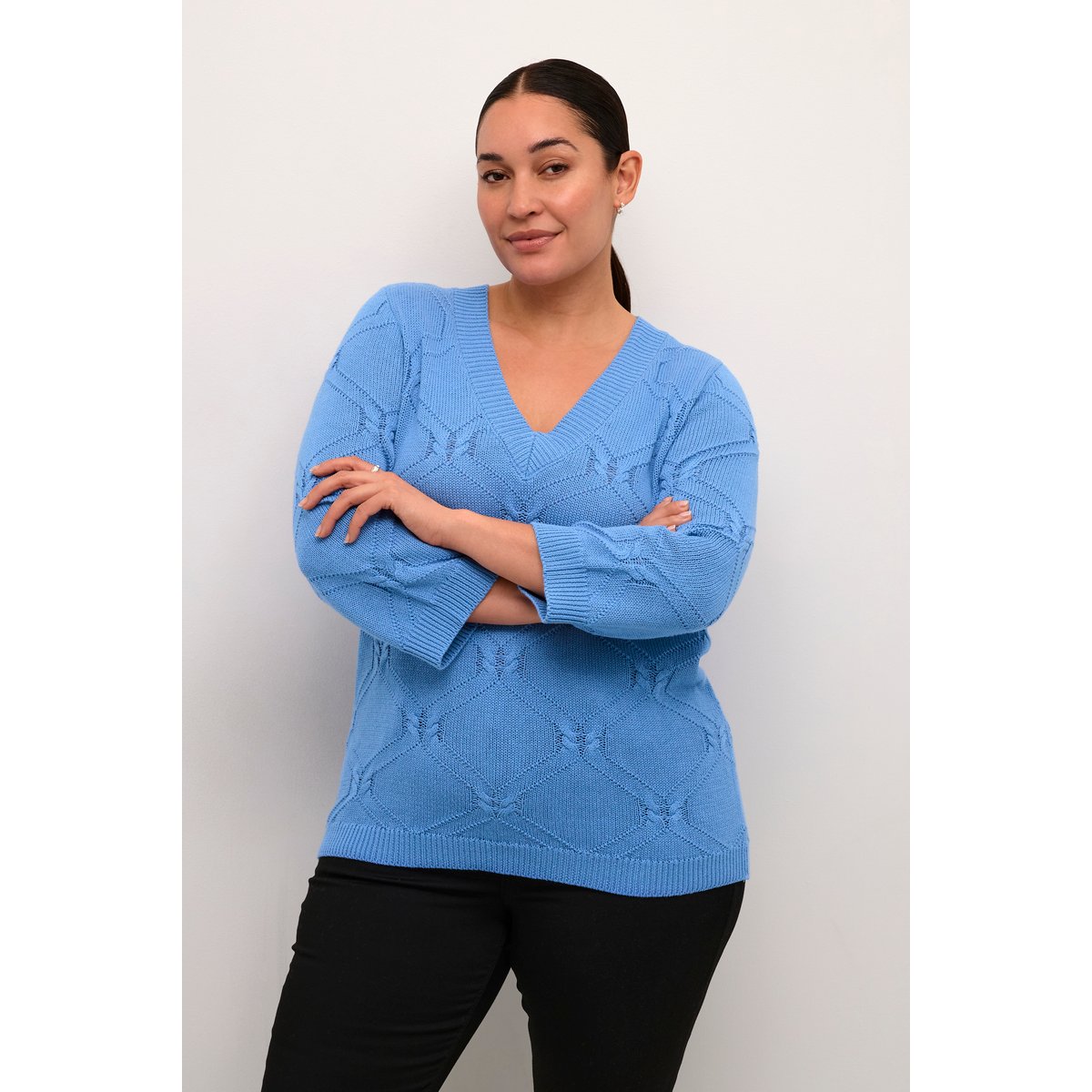 Knitted pullover bleu ebb and flow, KAFFE CURVE