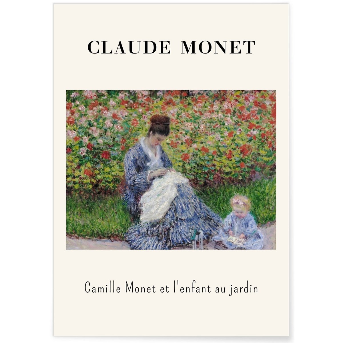 Affiche Claude Monet - Camille Monet et l'enfant au jardin blanc, L'AFFICHERIE