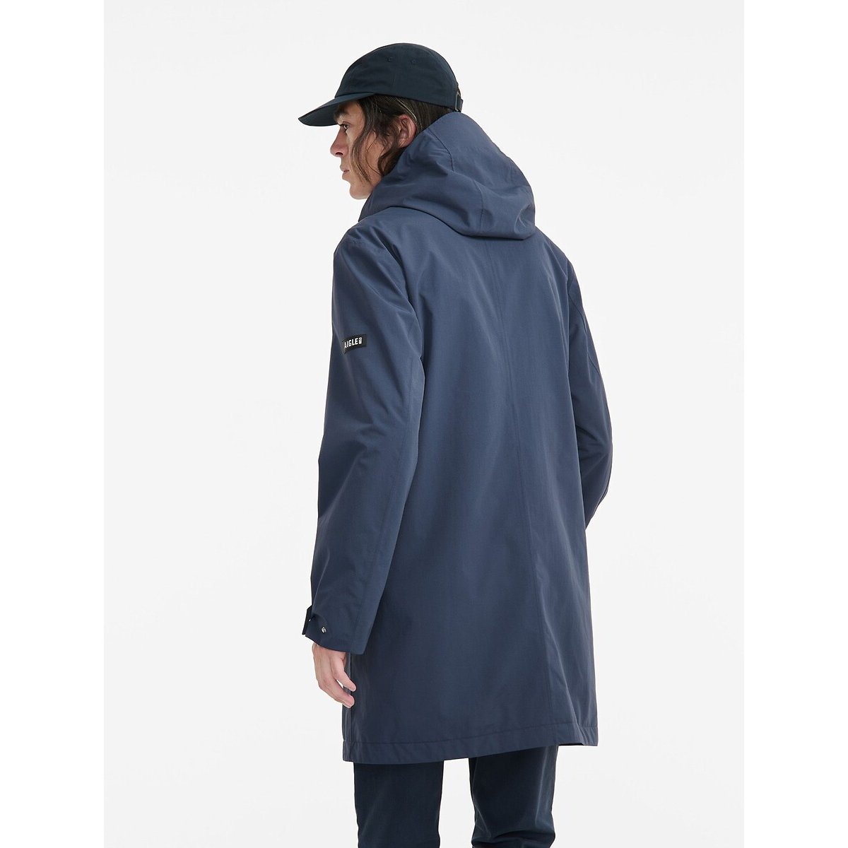 Parka longue MTD® 2 couches avec capuche bleu marine, AIGLE