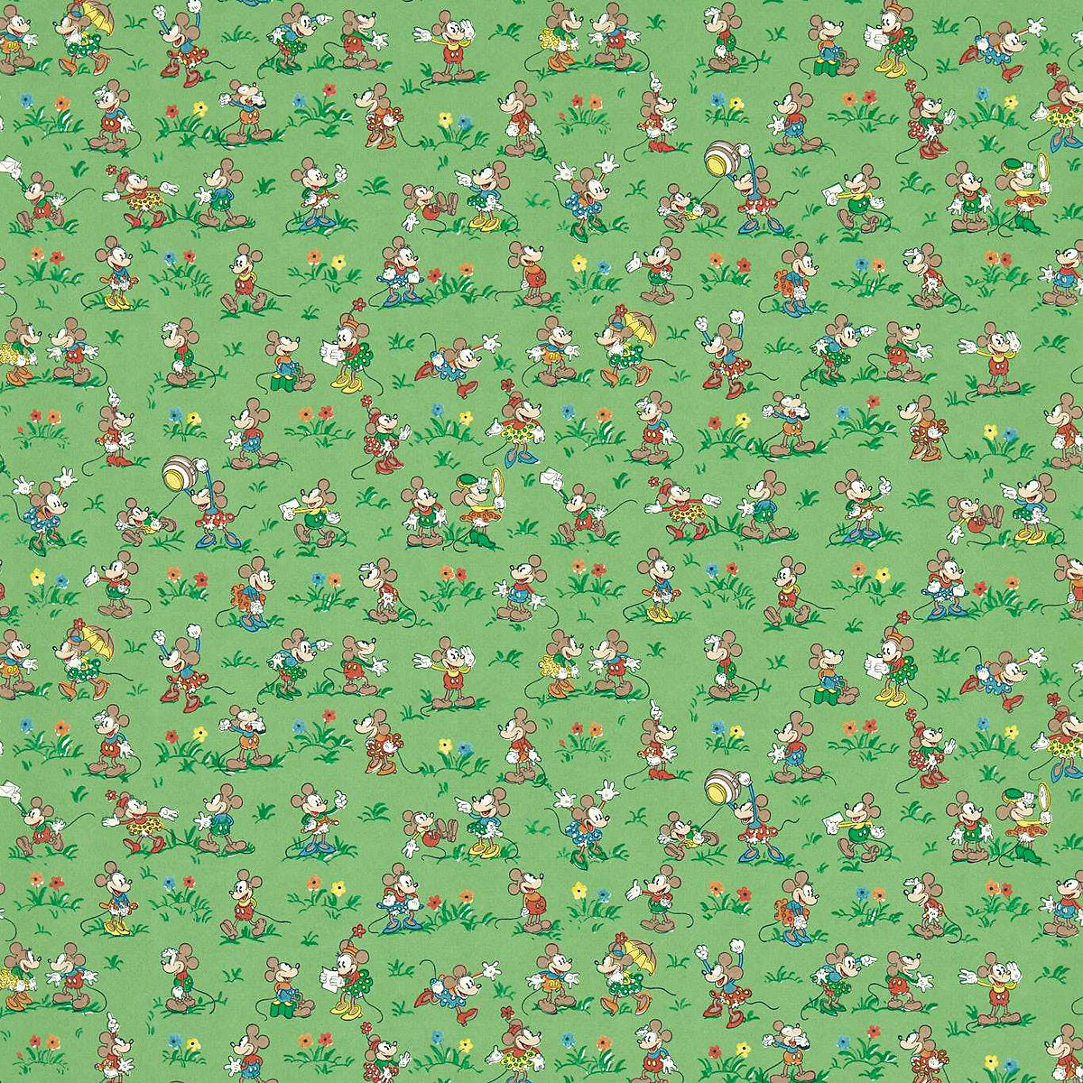 Mickey & Minnie Gumball Green Wallpaper green, SANDERSON X DISNEY