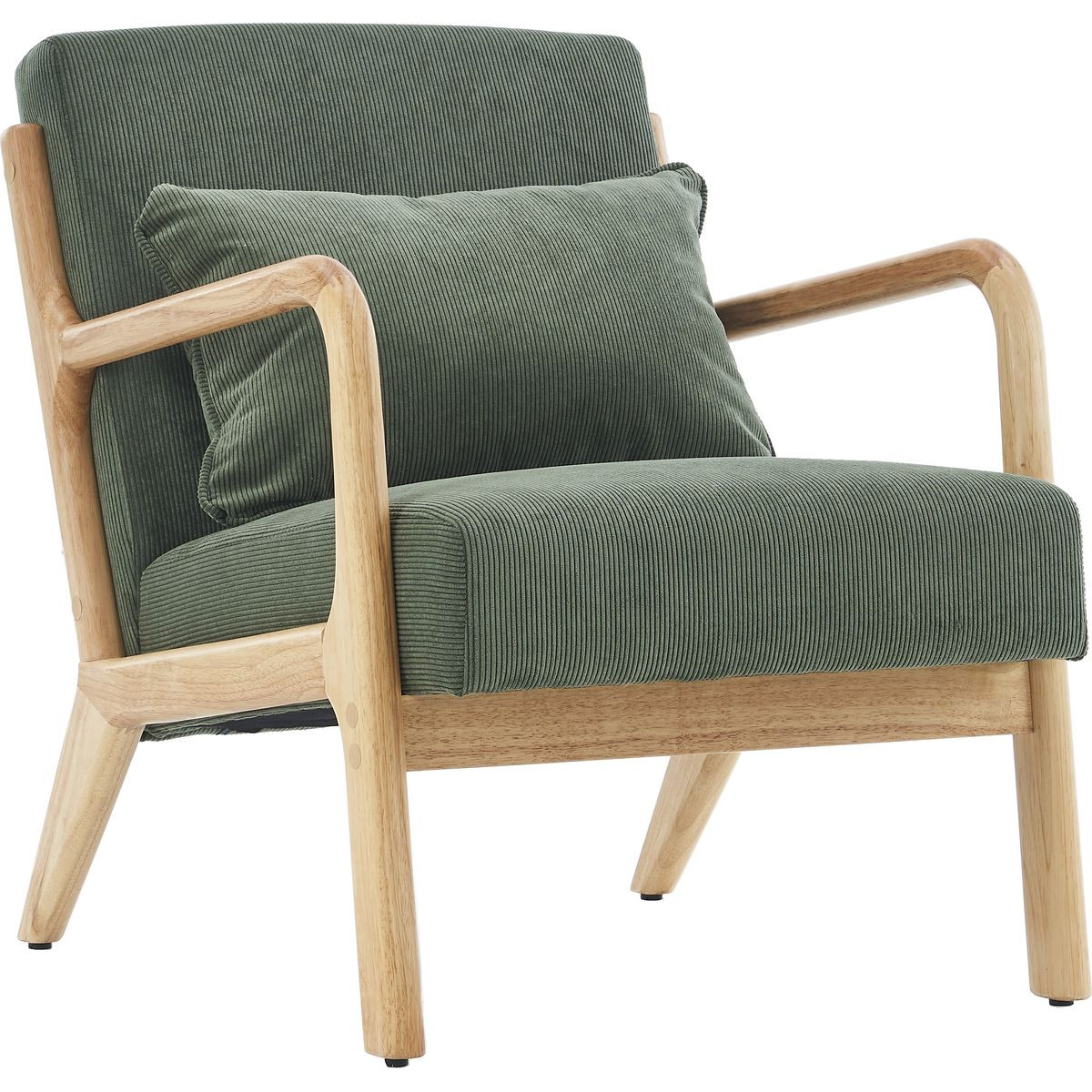 Fauteuil en bois et velours côtelé - LANNA vert, HOMIFAB