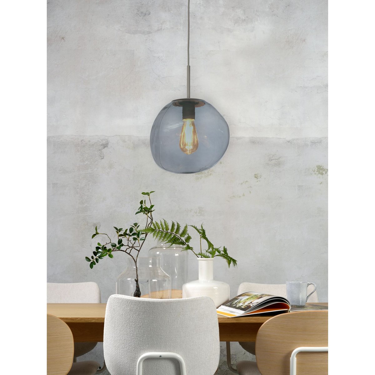 Lampe Suspendue Verre HELSINKI gris clair, IT'S ABOUT ROMI