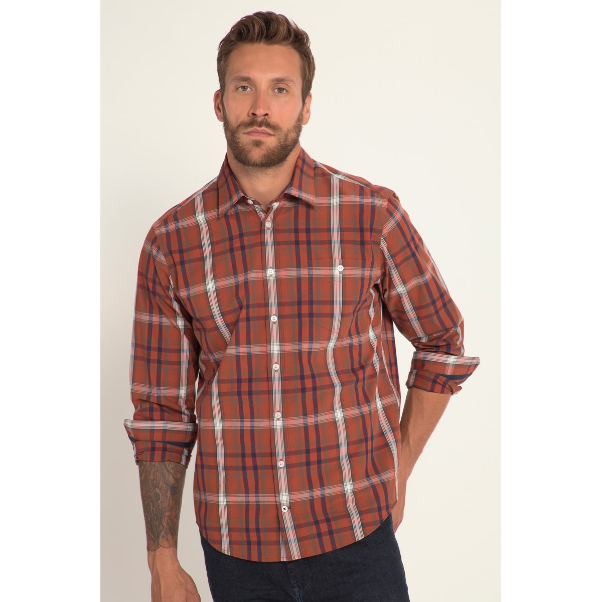 Chemise à carreaux orange foncé, JP1880